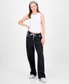 Tinseltown Juniors' Mixed Media Denim Sweatpants