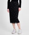 Tinseltown Juniors' Printed-mesh Midi Skirt In Black