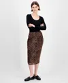 Tinseltown Juniors' Printed-mesh Midi Skirt In Black