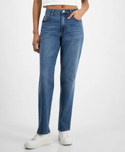 Tinseltown Juniors' Relaxed Ripped Straight-leg Jeans In Delma Wash