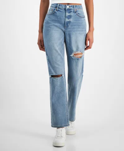 Tinseltown Juniors' Relaxed Ripped Straight-leg Jeans In Sabrina Wash