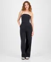 Tinseltown Juniors' Strapless Denim Jumpsuit In Black