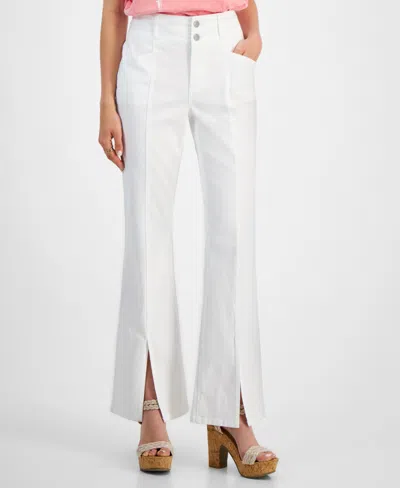 Tinseltown Juniors' Super-high-rise Split-seam Flare-leg Jeans, Created For Macy's In White