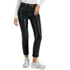 Tinseltown Juniors Womens Faux Leather High Rise Straight Leg Pants In Black