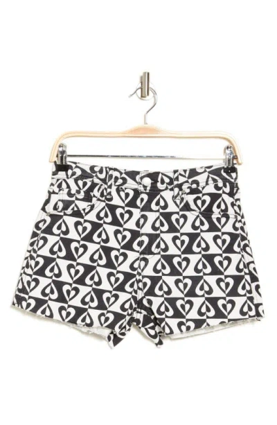 Tinseltown Print Relaxed Denim Shorts In Black White Checkheart