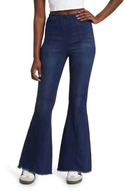 Tinseltown Seamed Pull-on Flare Jeans In Dark Wash