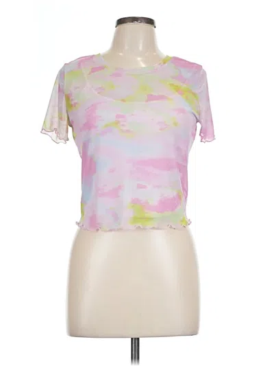 Pre-owned Tinseltown Short Sleeve Top Pink Tie-dye Pattern Keyhole Neckline Tops