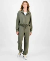 Tinseltown Topson Downs Juniors Half Zip Scuba Sweatshirt Scuba Joggers In Green
