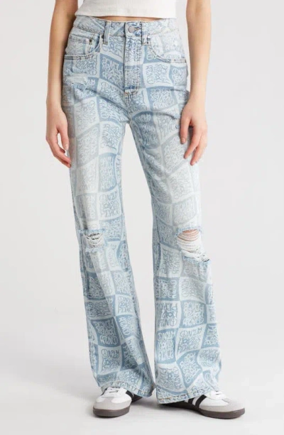 Tinseltown Wide Leg Jeans In Med Wash Peace Love