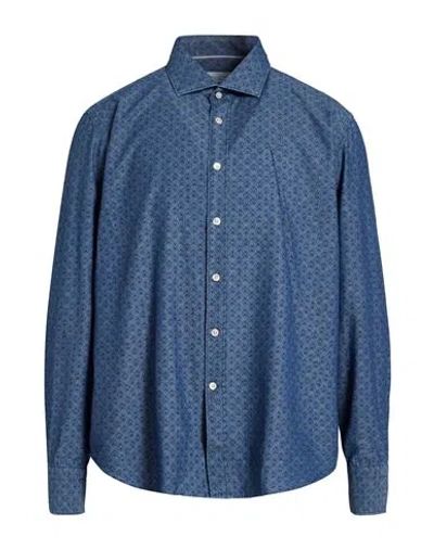 Tintoria Mattei 954 Man Denim Shirt Blue Size 16 ½ Cotton