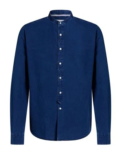 Tintoria Mattei 954 Man Denim Shirt Blue Size 16 ½ Cotton