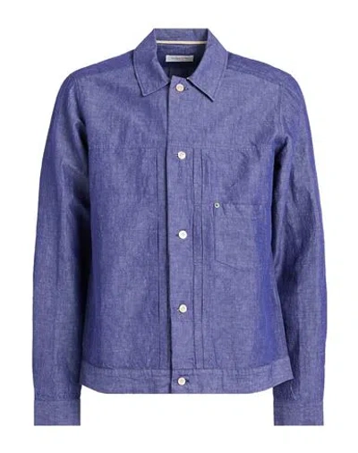 Tintoria Mattei 954 Man Denim Shirt Blue Size 16 Cotton, Linen