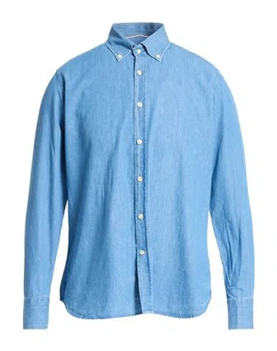 Tintoria Mattei 954 Man Denim Shirt Blue Size 16 Paper