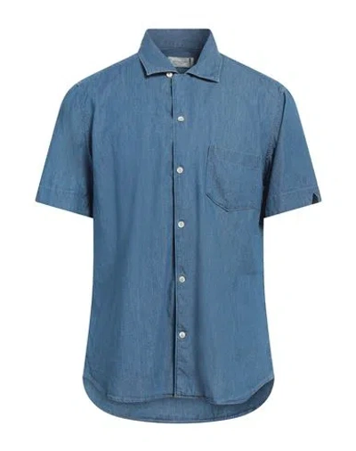 Tintoria Mattei 954 Man Denim Shirt Blue Size Xxl Cotton
