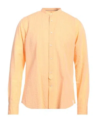 Tintoria Mattei 954 Man Shirt Apricot Size 16 ½ Cotton, Linen In Orange