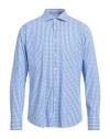 Tintoria Mattei 954 Man Shirt Azure Size 17 Cotton In Blue