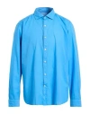 Tintoria Mattei 954 Man Shirt Azure Size 17 ½ Cotton In Blue