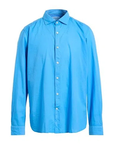 Tintoria Mattei 954 Man Shirt Azure Size 17 ½ Cotton In Blue