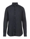 Tintoria Mattei 954 Man Shirt Black Size 17 Linen In Black