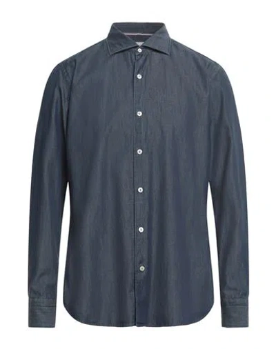 Tintoria Mattei 954 Man Shirt Blue Size 16 ½ Cotton