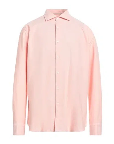 Tintoria Mattei 954 Man Shirt Blush Size 17 ½ Cotton, Elastane In Pink
