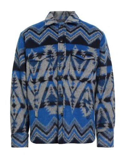 Tintoria Mattei 954 Man Shirt Bright Blue Size L Polyester, Virgin Wool, Acrylic