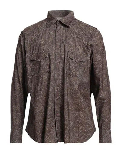 Tintoria Mattei 954 Man Shirt Brown Size 17 Cotton