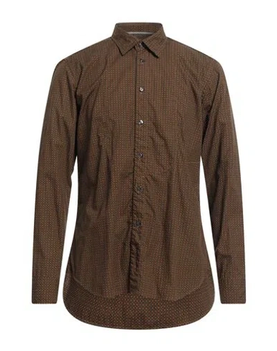 Tintoria Mattei 954 Man Shirt Brown Size 15 ¾ Cotton