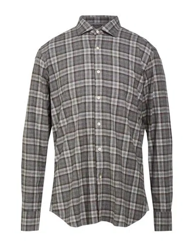 Tintoria Mattei 954 Man Shirt Brown Size 16 Cotton In Gray