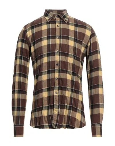 Tintoria Mattei 954 Man Shirt Brown Size 16 Cotton