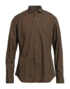 Tintoria Mattei 954 Man Shirt Brown Size 17 Cotton In Brown