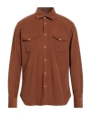 Tintoria Mattei 954 Man Shirt Brown Size L Cotton, Elastane In Brown