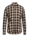 Tintoria Mattei 954 Man Shirt Camel Size 17 Cotton In Beige