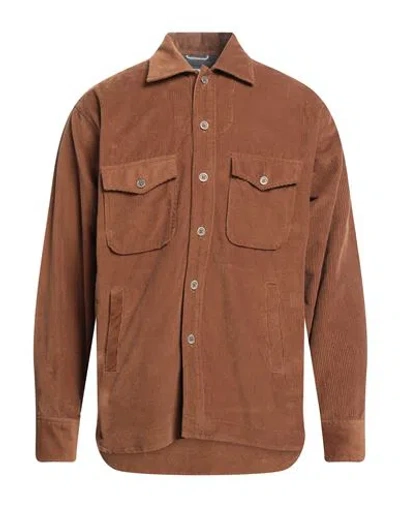 Tintoria Mattei 954 Man Shirt Camel Size 17 Cotton In Beige