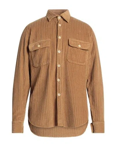 Tintoria Mattei 954 Man Shirt Camel Size 17 Cotton In Beige