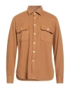Tintoria Mattei 954 Man Shirt Camel Size 16 Cotton In Brown