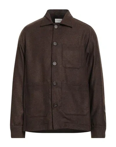 Tintoria Mattei 954 Man Shirt Dark Brown Size L Wool, Polyester, Polyamide