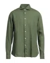 Tintoria Mattei 954 Man Shirt Military Green Size 17 Linen