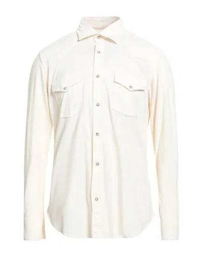 Tintoria Mattei 954 Man Shirt Ivory Size M Cotton, Elastane In White