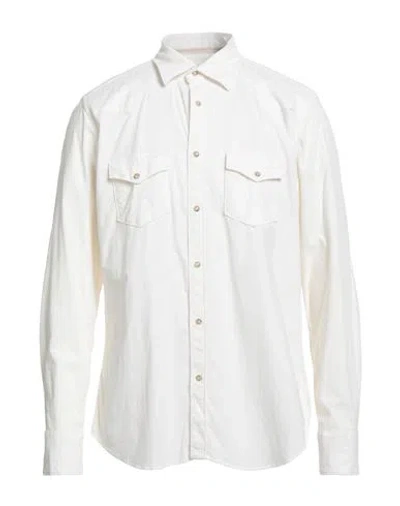 Tintoria Mattei 954 Man Shirt Ivory Size Xl Cotton, Elastane In White
