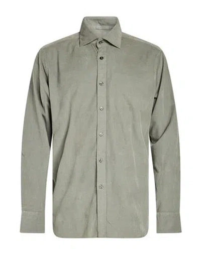 Tintoria Mattei 954 Man Shirt Khaki Size 15 Cotton, Elastane In Neutral