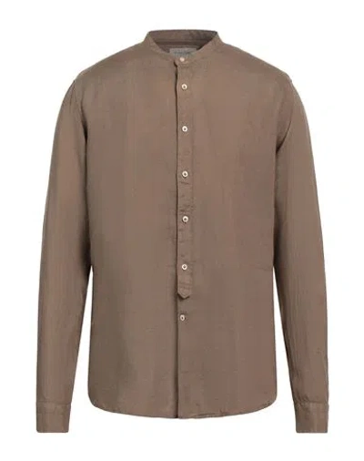 Tintoria Mattei 954 Man Shirt Khaki Size Xl Linen In Beige