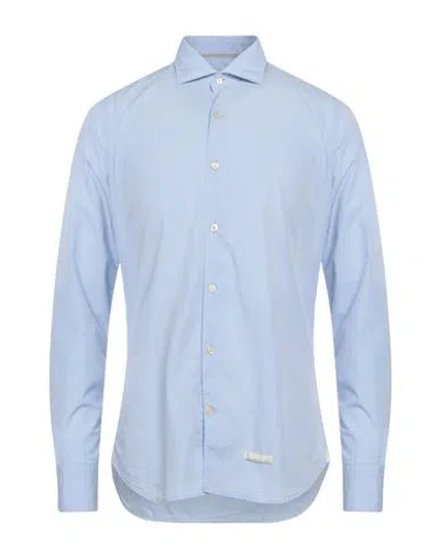 Tintoria Mattei 954 Man Shirt Light Blue Size 15 Cotton