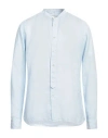 Tintoria Mattei 954 Man Shirt Light Blue Size 16 ½ Linen In Blue