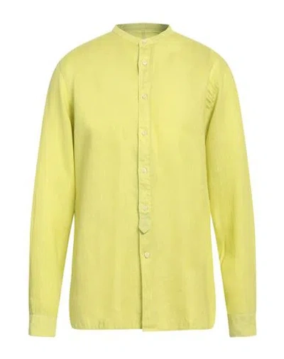 Tintoria Mattei 954 Man Shirt Light Green Size 17 ½ Linen In Green