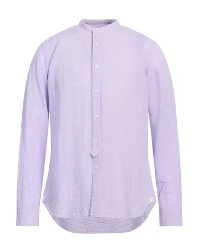 Tintoria Mattei 954 Man Shirt Lilac Size 16 ½ Cotton, Linen In Purple