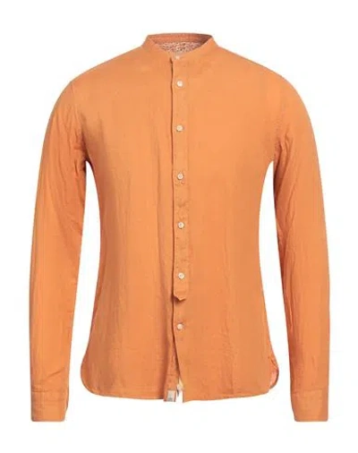 Tintoria Mattei 954 Man Shirt Mandarin Size 15 ½ Linen In Mandarin