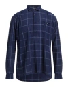 Tintoria Mattei 954 Man Shirt Midnight Blue Size 16 Cotton In Blue