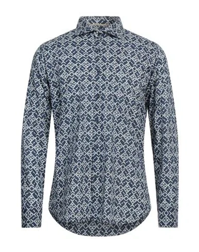 Tintoria Mattei 954 Man Shirt Midnight Blue Size 17 Cotton