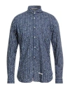 Tintoria Mattei 954 Man Shirt Midnight Blue Size 17 Cotton In Blue